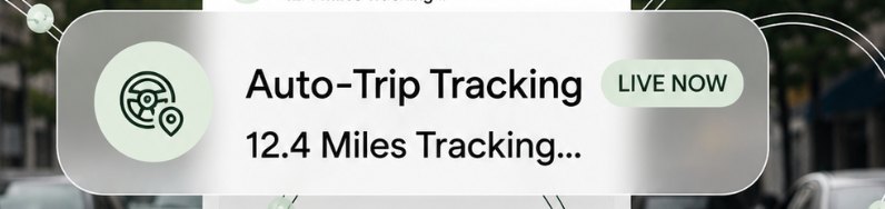 Auto-Trip Tracking — 12.4 miles tracking, Live Now