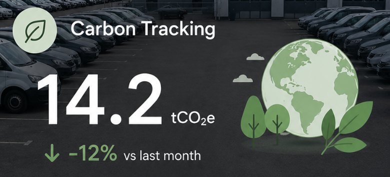 Carbon Tracking — 14.2 tCO2e, down 12% vs last month